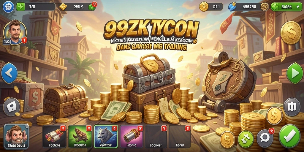 Gameplay menarik dalam 99ZK yang menunjukkan pengelolaan bisnis.