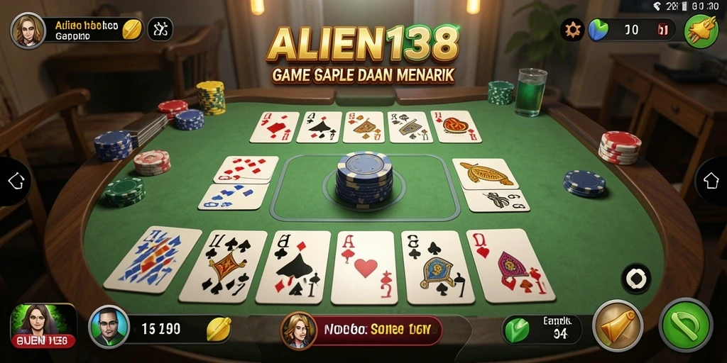 Screenshot gameplay ALIEN138 yang menunjukkan sesi permainan Gaple yang seru.