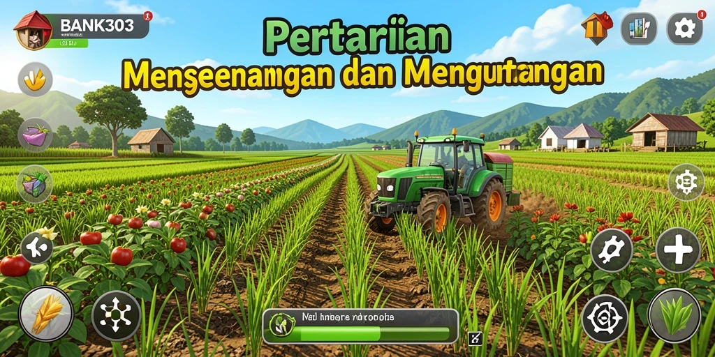 Tampilan screenshot BANK303 menampilkan gameplay seru saat bercocok tanam.