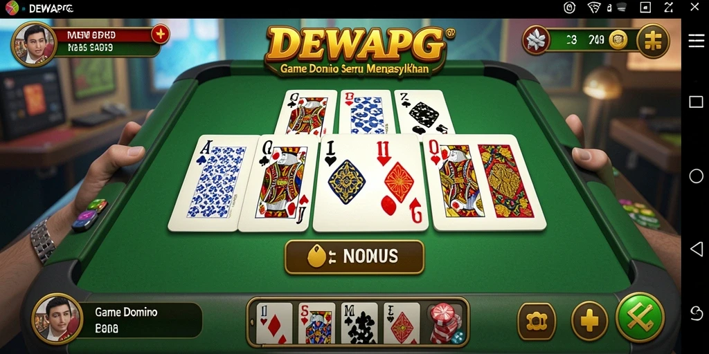 Tampilan gameplay DEWAPG menampilkan momen mendebarkan dalam permainan domino.