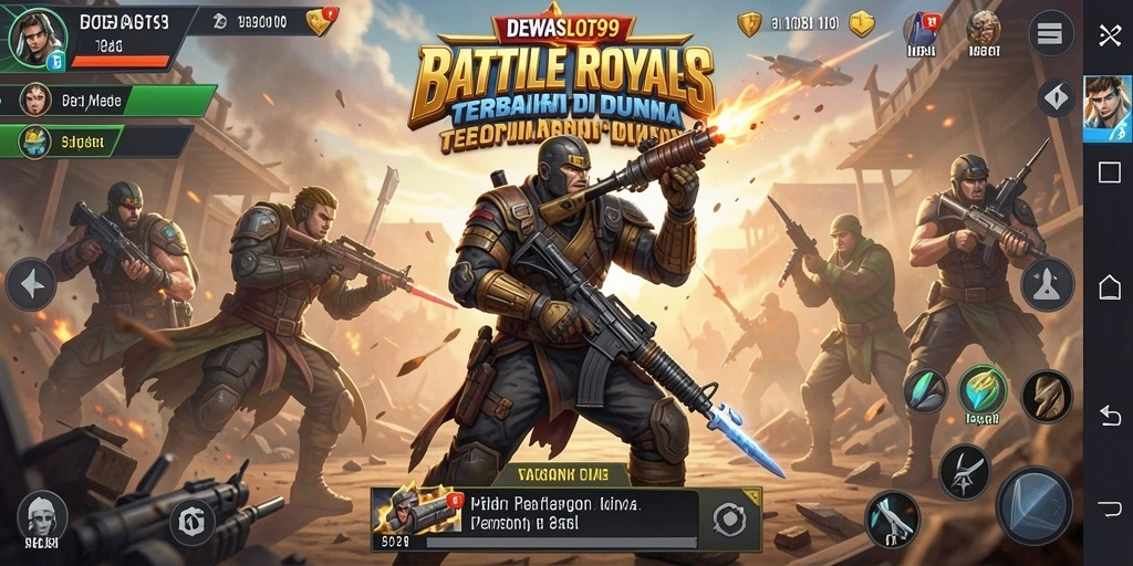 Tampilan seru gameplay DEWASLOT99 dalam pertarungan Battle Royale.