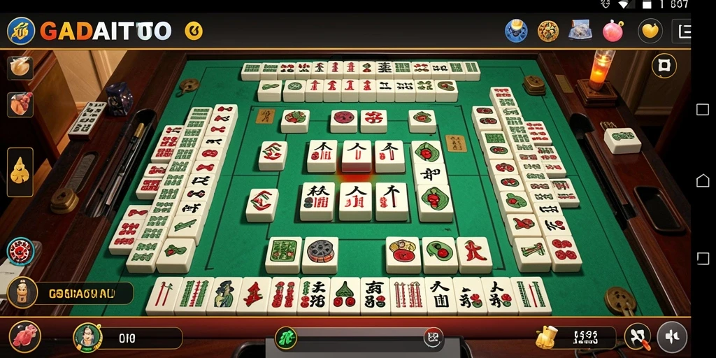 Tampilan gameplay GADAITOTO dengan ubin Mahjong yang menarik.