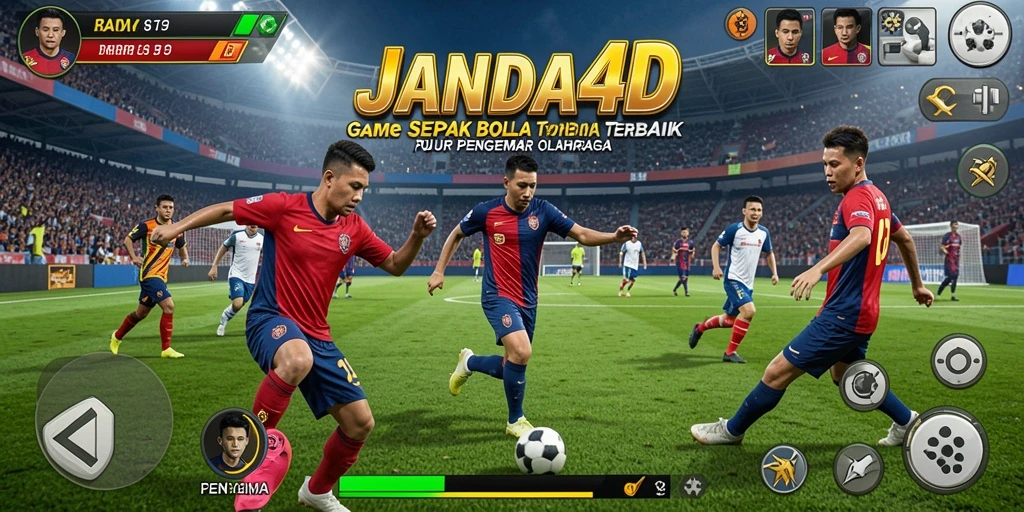 Screenshot gameplay JANDA4D menampilkan aksi seru sepak bola.