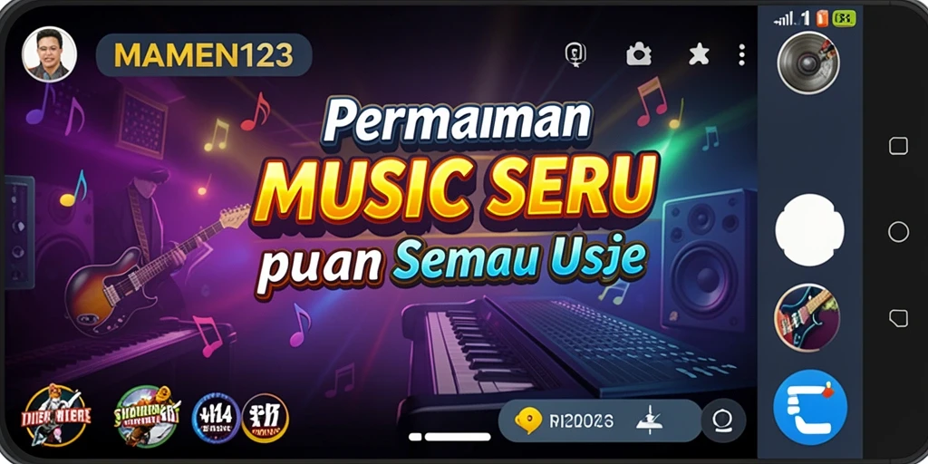 Tampilan gameplay menarik dari MAMEN123 dengan berbagai lagu seru.