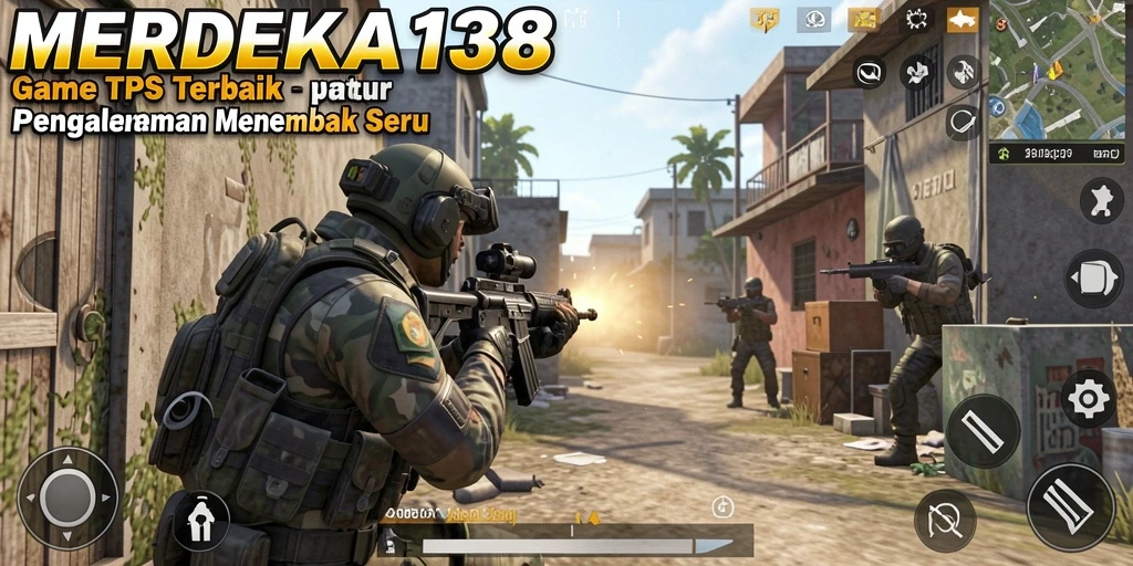 Screenshot MERDEKA138 yang menunjukkan gameplay TPS yang intens dan seru.