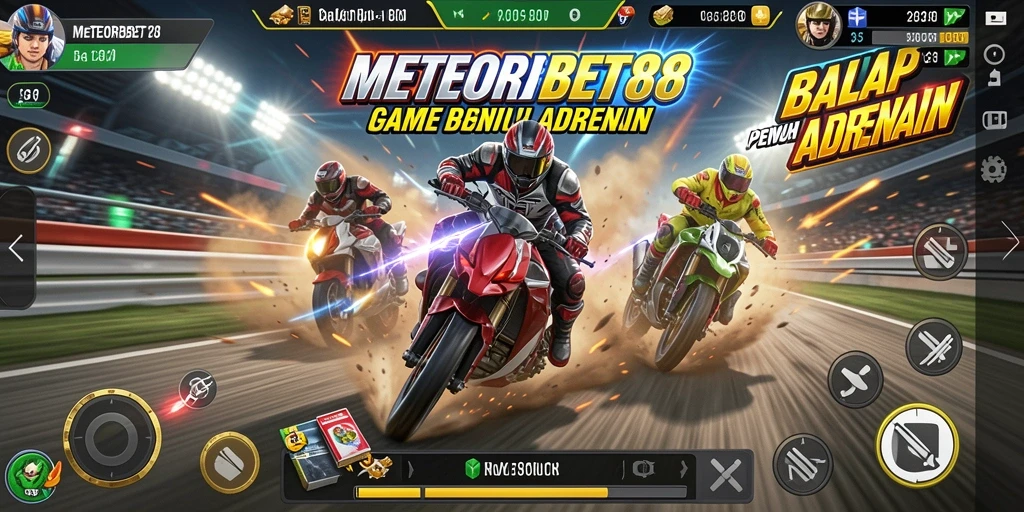 Tampilan layar permainan METEORBET88 yang mendebarkan saat balapan.