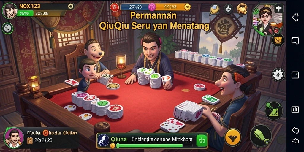 Tampilan gameplay QiuQiu yang seru dalam NOX123.