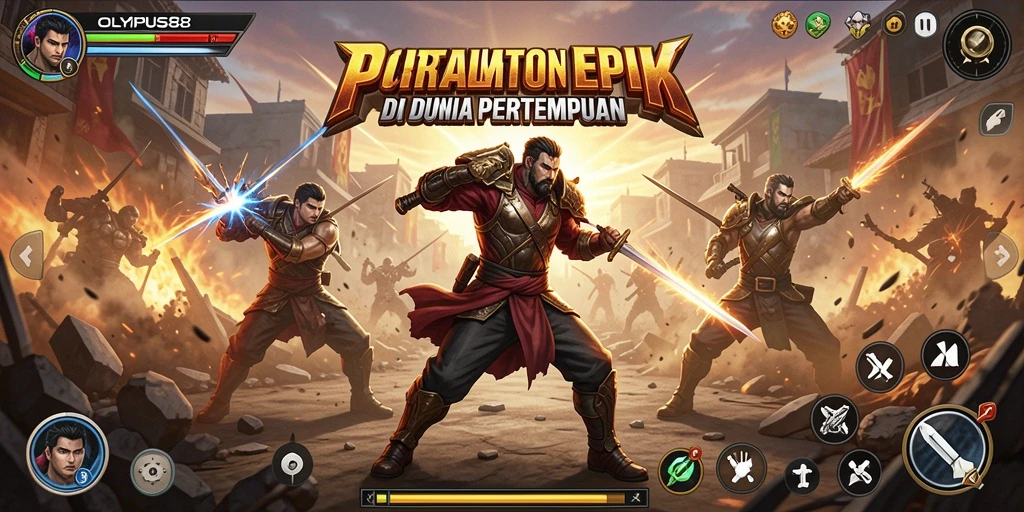Screenshot OLYMPUS88 menampilkan aksi intens dalam pertarungan.