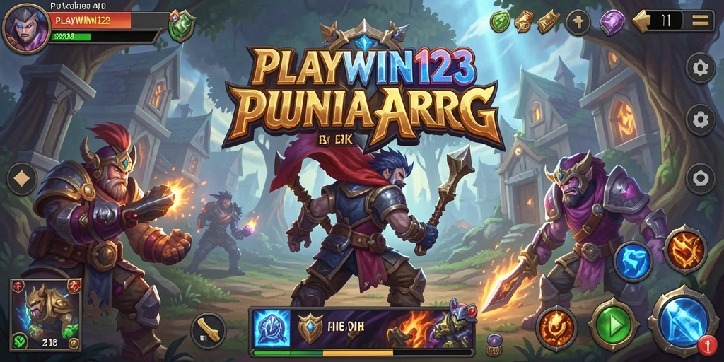 Tangkapan layar utama PLAYWIN123 memperlihatkan pertempuran seru di dunia fantasi.