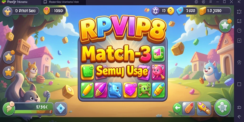 Screenshot permainan RPVIP8 menunjukkan momen seru saat mencocokkan permata.